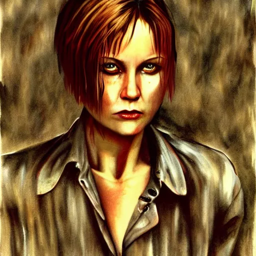 Image similar to detailed details photorealistic silent hill 2 horror game poster in the style of bob peak and alex ross, gouache and wash paints color, detailed details facial and body and human and environments and proportionate, detailed 5 k details.