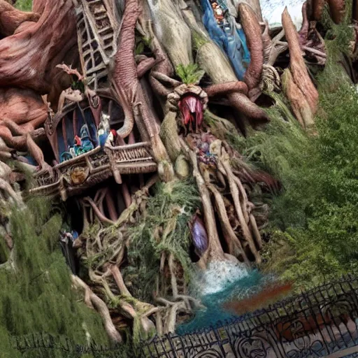 Image similar to splash mountain fused with haunted mansion