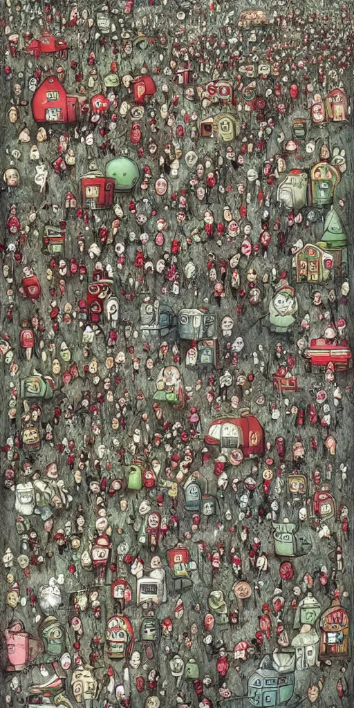 Image similar to a vintage christmas day parade by alexander jansson and where's waldo