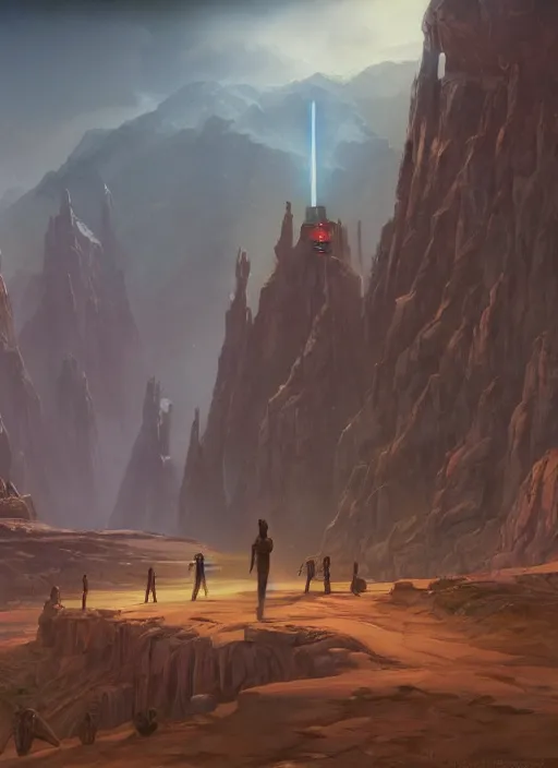 Image similar to a scene from star wars the old republic, a detailed matte painting by christophe vacher, artstation, fantasy art, concept art, detailed painting, artstation hq