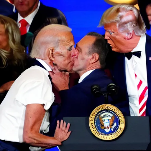 Image similar to Joe Biden kisses Trump on the forehead