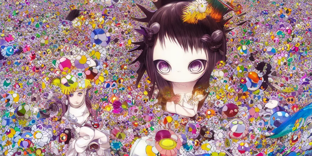 Image similar to an anime worm girl, beautiful shadowing, 3 d shadowing, reflective surfaces, illustrated completely, 8 k beautifully detailed pencil illustration, extremely hyper - detailed pencil illustration, intricate, epic composition, very very kawaii, masterpiece, bold complimentary colors. stunning masterfully painted by takashi murakami