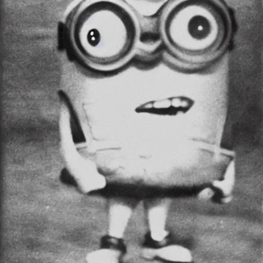 Image similar to old creepy black and white photograph of a minion