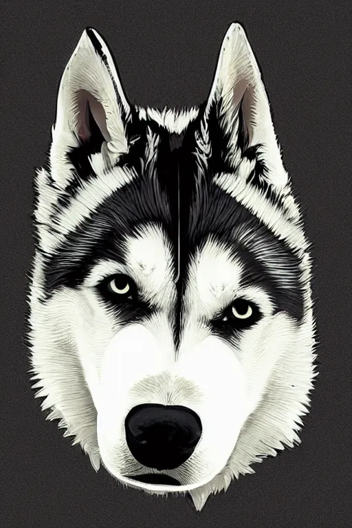 Image similar to A portrait of a gangster husky, sticker, highly detailed, colorful, illustration, smooth and clean vector curves, no jagged lines, vector art, smooth