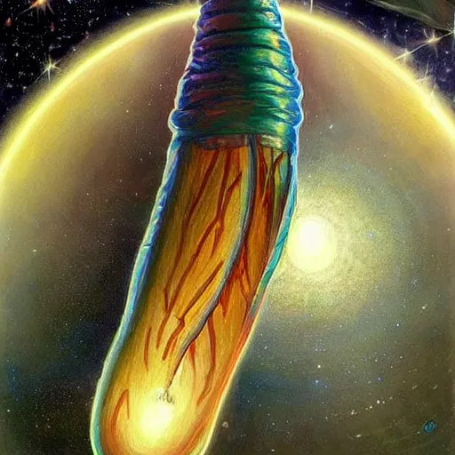 Image similar to a giant beautiful chrysalis hanging inside a space station, fantasy art