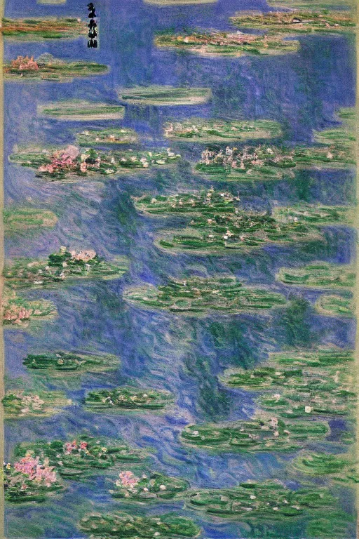 Image similar to tokio, illustration, in the style of claude monet