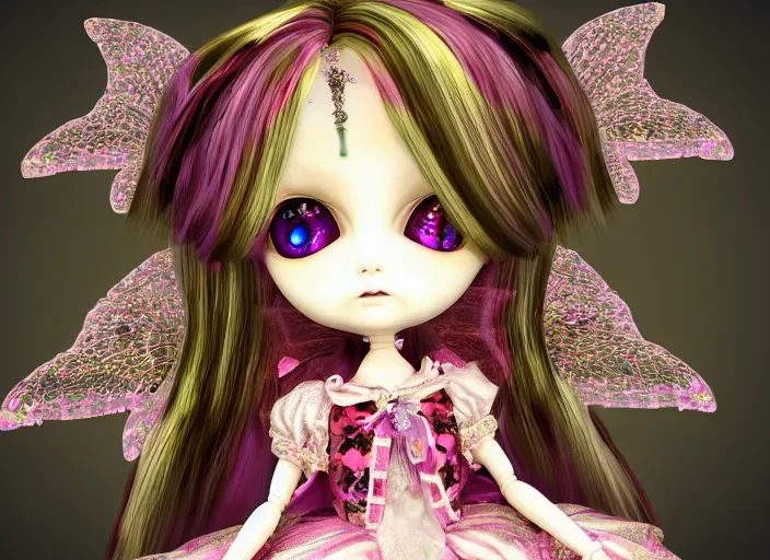 Image similar to baroque bedazzled gothic royalty frames surrounding a pixelsort emo demonic horrorcore japanese beautiful fairy kei doll, sharpened early computer graphics, remastered chromatic aberration