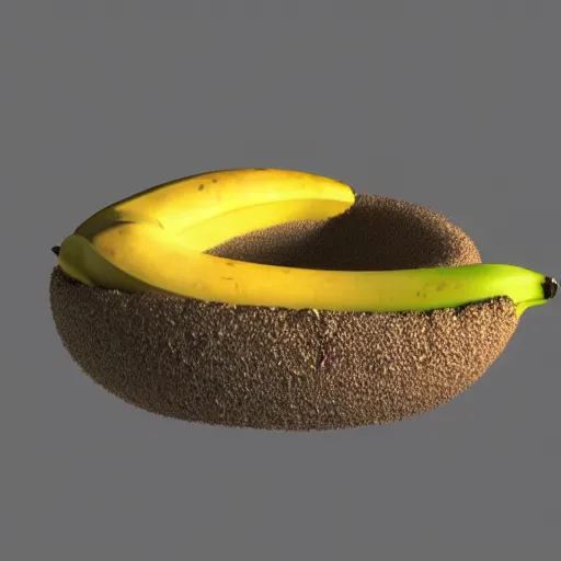 Image similar to 3 d render of a banana entering a hole