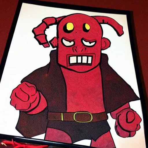 Image similar to hellboy made from twizzlers