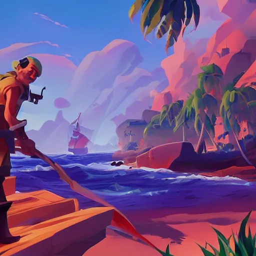 Image similar to painting treasure on sea of thieves game smooth median photoshop filter cutout vector, behance hd by jesper ejsing, by rhads, makoto shinkai and lois van baarle, ilya kuvshinov, rossdraws global illumination