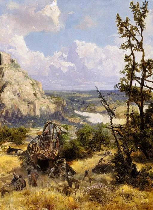 Image similar to artwork painting of texas by wlop, eugene von guerard, ivan shishkin, john singer sargent