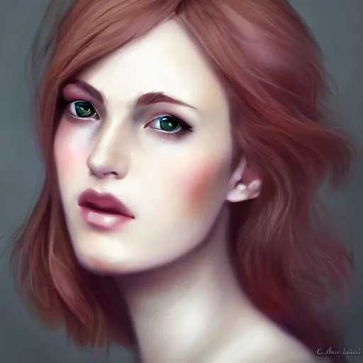 Prompt: womans portrait inspired by charlie bowater, self confidence, light makeup