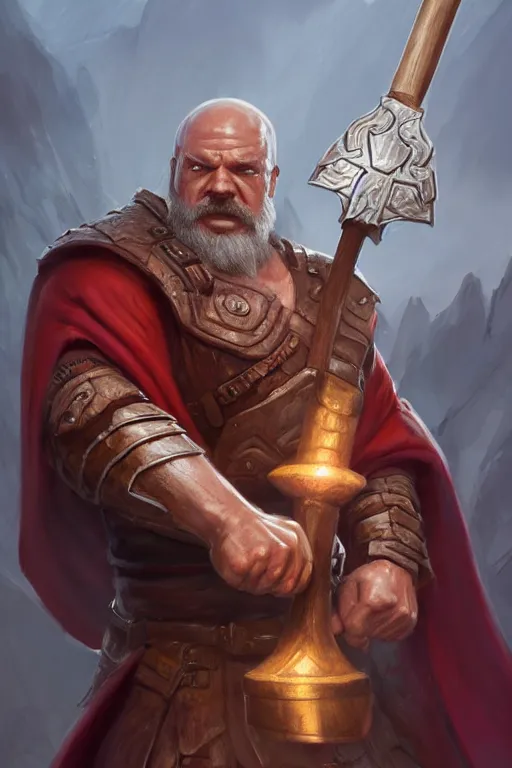 Image similar to strong man with draconic face features, wearing a simple robe, holding a war hammer, highly detailed, d & d, fantasy, highly detailed, digital painting, trending on artstation, concept art, sharp focus, illustration, global illumination, shaded, art by artgerm and greg rutkowski and fuji choko and viktoria gavrilenko and hoang lap