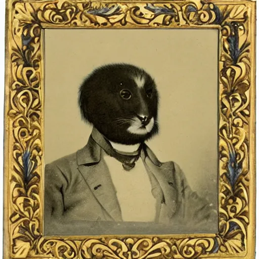 Image similar to a photograph of a furry from the early 1 9 th century