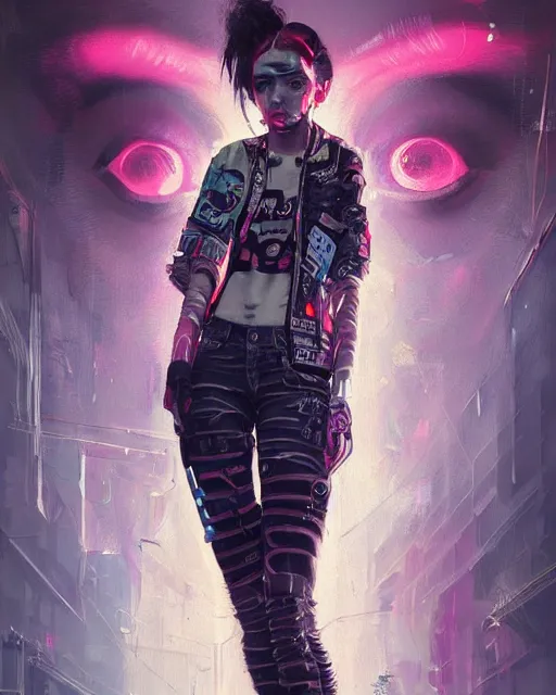 Prompt: detailed portrait Young Rebel Girl cyberpunk futuristic ((neon)) tattoes, yakuza, styled hair Reflective puffy sheen film jacket, decorated traditional ornaments by ismail inceoglu dragan bibin hans thoma greg rutkowski Alexandros Pyromallis Nekro James Jean illustrated Perfect face, fine details, realistic shaded, fine-face, pretty face