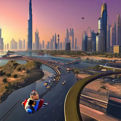 Image similar to gta : dubai by pixar