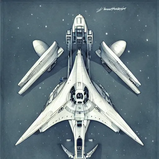 Prompt: design only, white background, symmetry, starship enterprise, by jean - baptiste monge