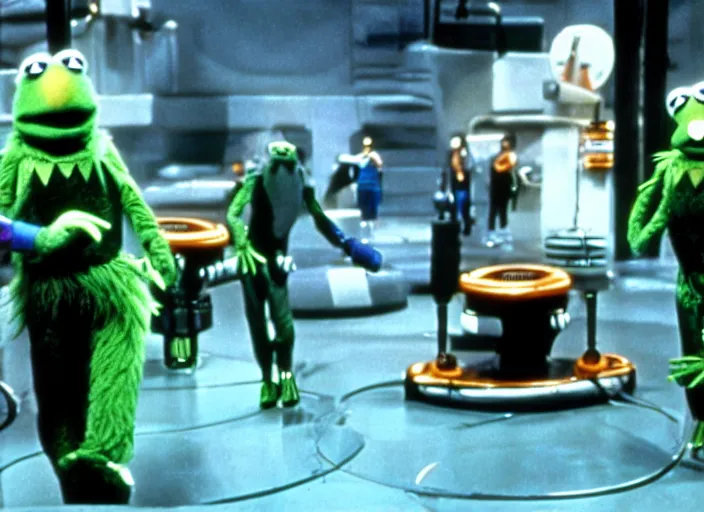 Image similar to scene from the 1982 science fiction film Muppet TRON