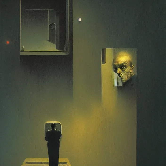 Image similar to portrait facing my fears, science fiction, Edward Hopper and James Gilleard, Zdzislaw Beksinski, highly detailed