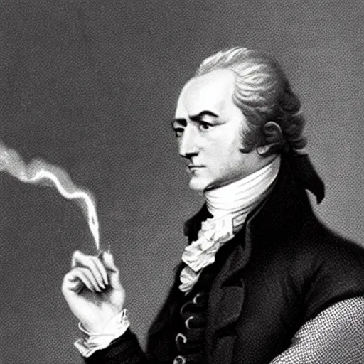 Prompt: alexander hamilton smoking a blunt