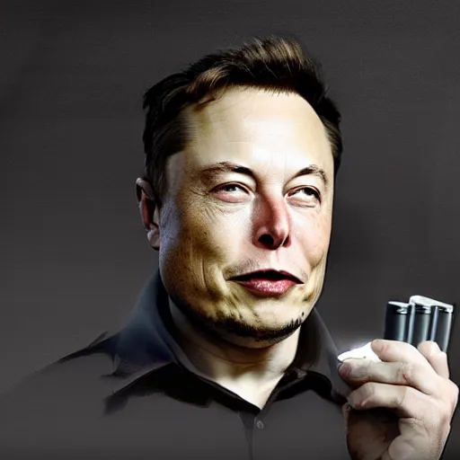 Prompt: Elon musk sitting in a dark cave eating batteries out of his flashlight, photorealistic