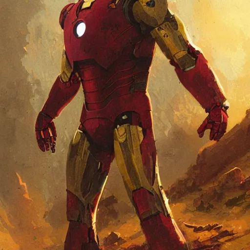 Prompt: rusty iron man the end, vintage comic by greg rutkowski