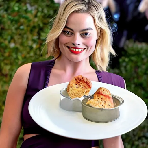 Prompt: a plate full of margot robbie