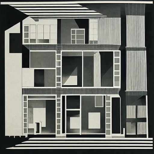 Prompt: “an architectural collage made by Le Corbusier, design process, detailed scan” –w 1024 –h 576