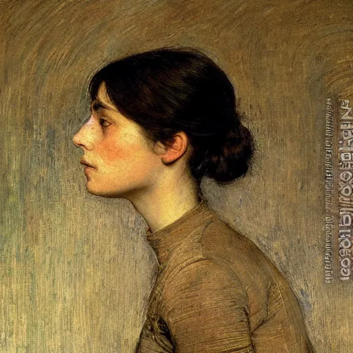 Image similar to a portrait of a female android by jules bastien - lepage