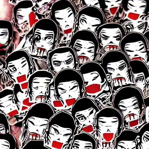 Image similar to horror manga stickers of tomii by junji ito