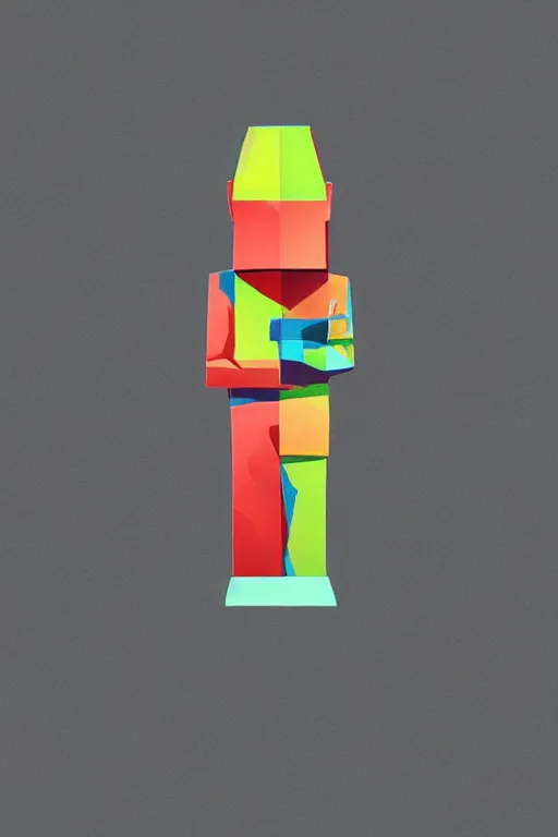 Image similar to cubist moai statue cutout digital illustration cartoon colorful beeple