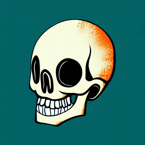 Image similar to illustration of a female skull in the style of Pogo, illustrator