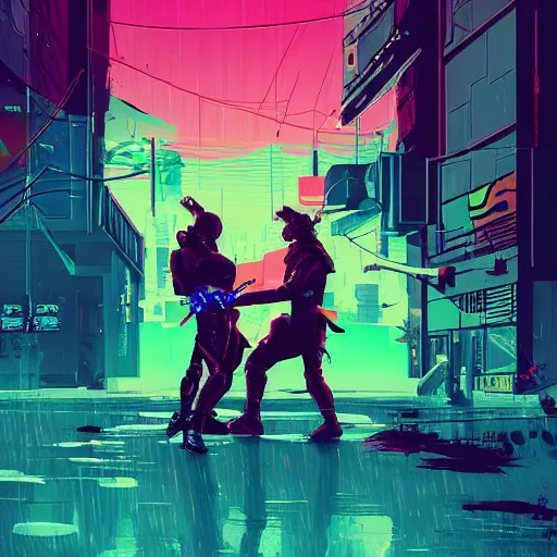 Image similar to jaime and brienne fighting side by side, two warriors against a horde of neon zombies, cyberpunk art by james gilleard, cgsociety, retrofuturism, synthwave, retrowave, outrun