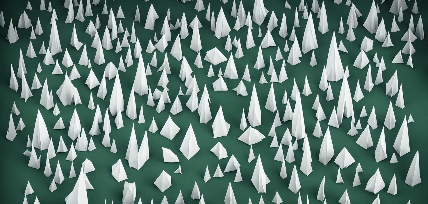 Prompt: origami forest by charlie davis behance