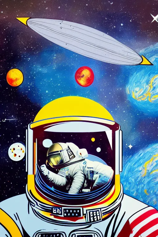 Image similar to cinema, aesthetic, acrylic paint and pencil, pop art style, astronaut horse, floating in space, by mike swiderek, jorge lacera, ben lo, tyler west,, ultrarealistic, sharp focus, intricate, ultra high definition, ultra resolution details, no duplicate, proportional, shadow effect, baroque environment