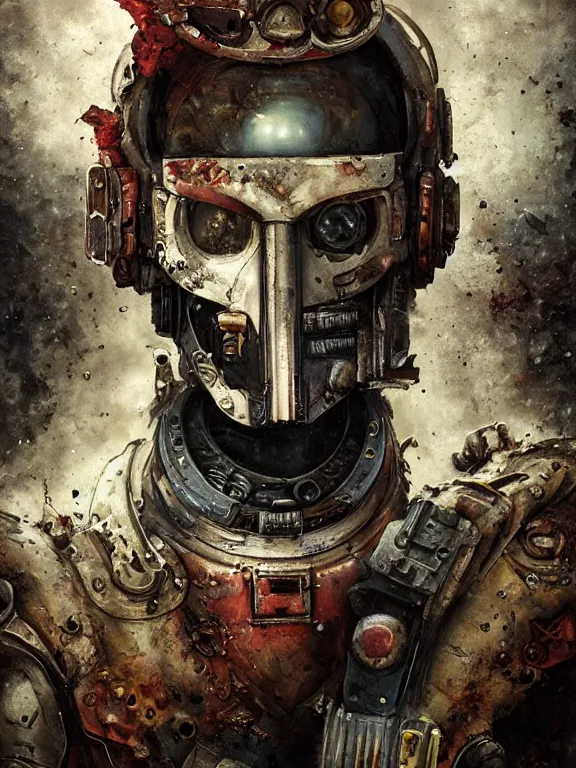 Prompt: art portrait of a space marine, decaying, rusting,8k,by tristan eaton,Stanley Artgermm,Tom Bagshaw,Greg Rutkowski,Carne Griffiths,trending on DeviantArt,face enhance,hyper detailed,minimalist,cybernetic, android, blade runner,full of colour,