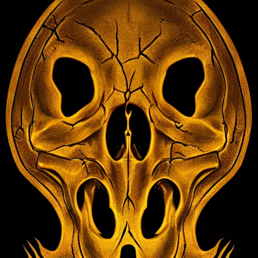 Image similar to golden lizard skull symbol, very detailed, 4 k, by greg rutkowski