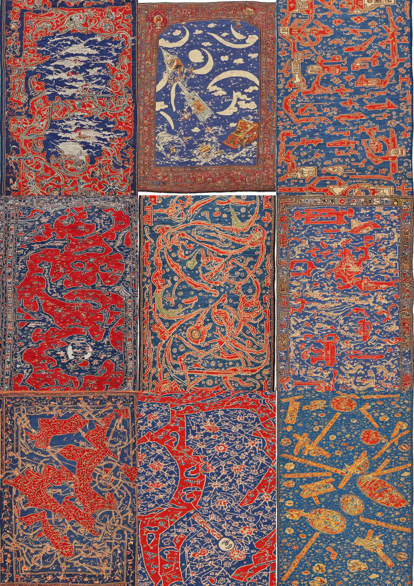 Kazak prayer rug (1880) depicting freight trains | Stable Diffusion ...