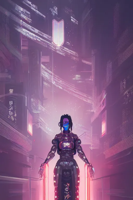 Image similar to portrait futuristic Samurai Girl, in future cyberpunk tokyo rooftop , ssci-fi, fantasy, intricate, very very beautiful, elegant, human anatomy, neon light, highly detailed, digital painting, artstation, concept art, smooth, sharp focus, illustration, art by tian zi and WLOP and alphonse mucha