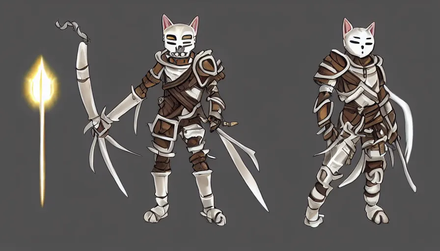 Image similar to warforged druid anime knight, cat man