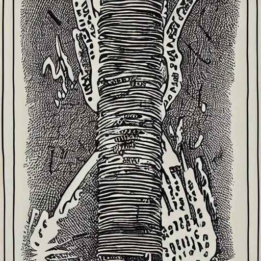 Image similar to an illustration of the rod of asclepius by stanley donwood