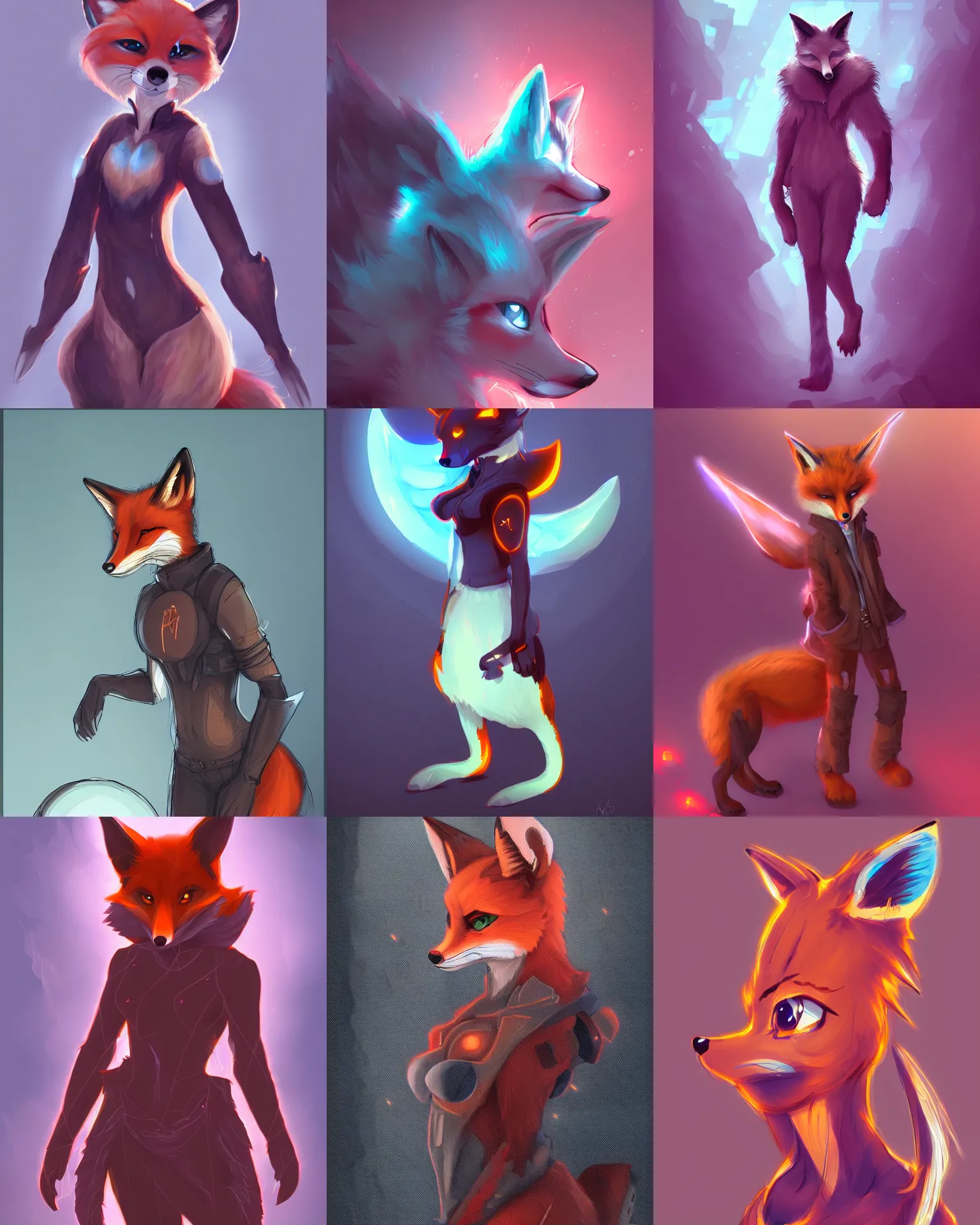 Prompt: a fox fursona, trending on artstation, by kawacy, furry art, digital art, cyberpunk, high quality, backlighting, commission