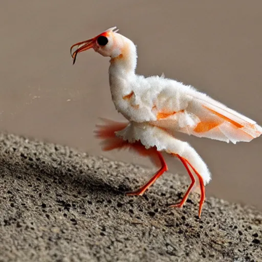 Prompt: A bird-shrimp hybrid animal