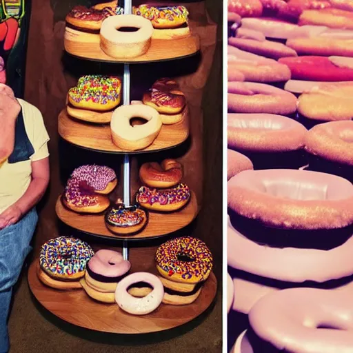 Image similar to homer simpson drooling at the sight of a donut mountain