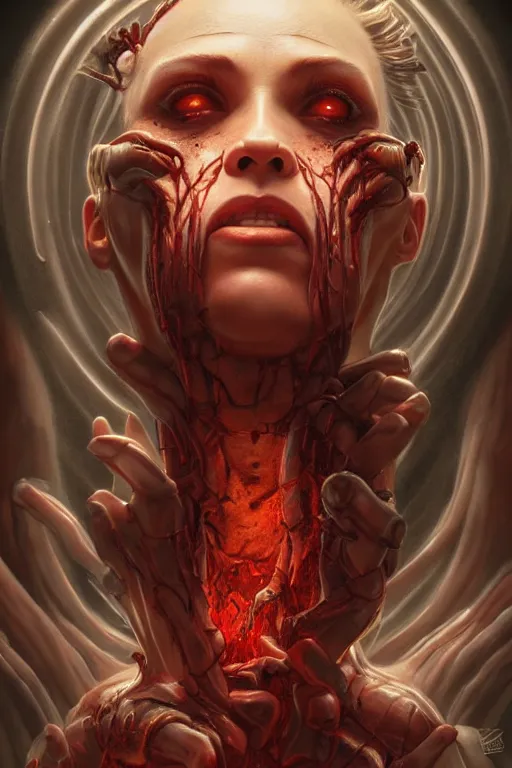 Image similar to beautiful cinematic horror poster, hybrid from Doom and art direction by Drew Struzan ;by artgerm; wayne reynolds art station; cinematic quality character render; low angle; ultra high quality model; production quality cinema model;