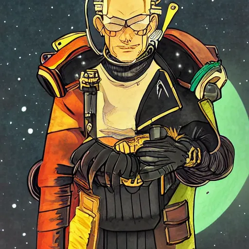 Prompt: @mfchar as space pirate villain by Akihito Yoshida