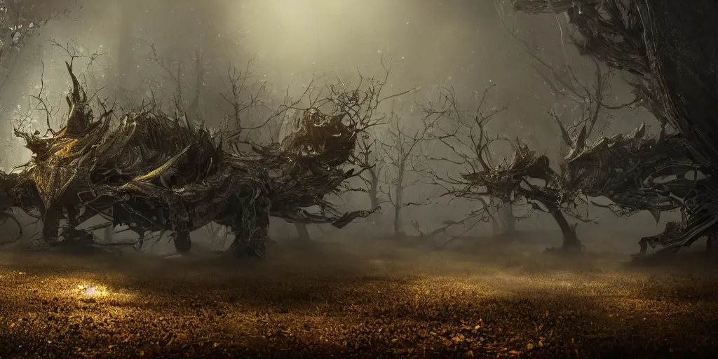 Prompt: dynasty bacteria do not know the dark and new seasons, crickets do not know the spring and autumn, light through the mist, dramatic lighting, photorealistic, cinematic lighting, high detail, cinematic feel, high octane, 4K, Unreal Engine, digital render, intricate, ultra realistic, concept art