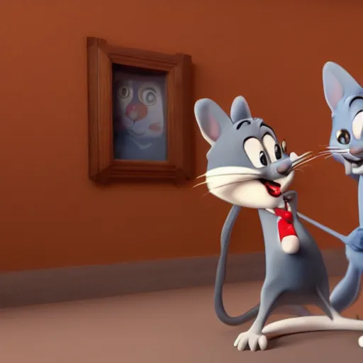 Image similar to tom and jerry, unreal engine 5, trending artstation