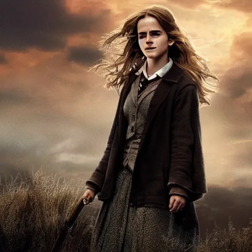 Image similar to Photograph of Emma Watson as Hermione Granger. Prisoner of Azkaban. During golden hour. Extremely detailed. Beautiful. 4K. Award winning.