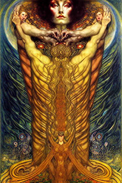 Image similar to Divine Chaos Engine by Karol Bak, Jean Delville, William Blake, Gustav Klimt, and Vincent Van Gogh, symbolist, visionary